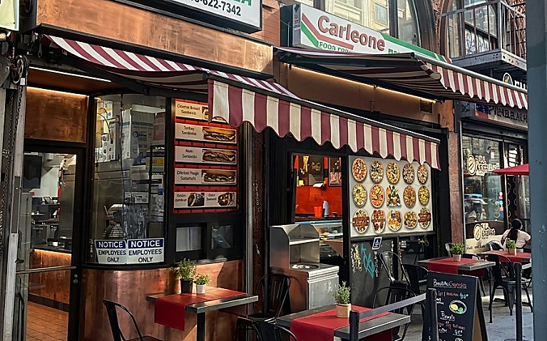 Corleone Pizza storefront on 7th Street in Downtown Los Angeles